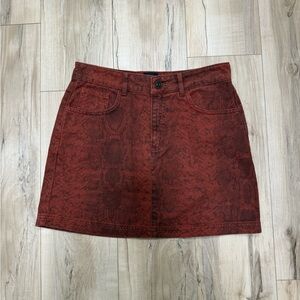 BDG Red Snake Print Mini Skirt